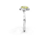White gold Fancy Yellow Round Cut Halo Diamond Ring with Solitaire Band and Prong Setting_2
