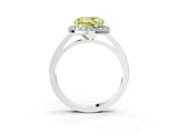 White gold Fancy Yellow Round Cut Halo Diamond Ring with Solitaire Band and Prong Setting_3