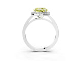 White gold Fancy Yellow Round Cut Halo Diamond Ring with Solitaire Band and Prong Setting_4