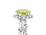 White gold Fancy Yellow Round Cut Halo Diamond Solitaire with Filigree Band and Four-Prong Setting_29