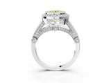 White gold Fancy Yellow Round Cut Halo Diamond Split Shank Pave Ring_3
