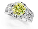 White gold Fancy Yellow Round Cut Halo Diamond Split Shank Ring with Prong Setting_1