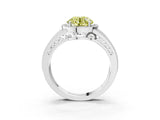 White gold Fancy Yellow Round Cut Halo Diamond Split Shank Ring with Prong Setting_3