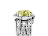 White gold Fancy Yellow Round Cut Halo Diamond Split Shank Ring with Prong Setting_5