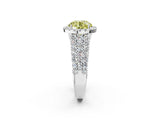 White gold Fancy Yellow Round Cut Halo Pavé Diamond Engagement Ring with Split Shank and Four-Prong Setting_5