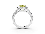 White gold Fancy Yellow Round Cut Halo Pavé Diamond Engagement Ring with Split Shank and Four-Prong Setting_6