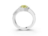 White gold Fancy Yellow Round  Cut Halo Pave Band Four-Prong Ring_32