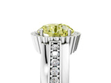 White gold Fancy Yellow Round  Cut Halo Pave Band Four-Prong Ring_34