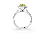 White gold Fancy Yellow Round  Cut Halo Pave Band Four-Prong Setting Ring_3