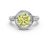 White gold Fancy Yellow Round  Cut Halo Pave Split Shank Prong Setting Ring_31