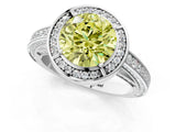 White gold Fancy Yellow Round  Cut Halo Pave Split Shank Prong Setting Ring_32