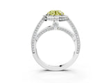 White gold Fancy Yellow Round  Cut Halo Pave Split Shank Prong Setting Ring_34