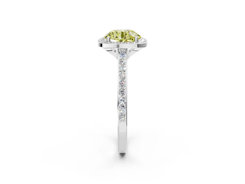 White gold Fancy Yellow Round Cut Halo Round Diamond Pavé Band with Four-Prong Setting_27