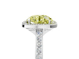 White gold Fancy Yellow Round Cut Halo Round Diamond Pavé Band with Four-Prong Setting_44