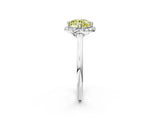 White gold Fancy Yellow Round Cut Halo Round Diamond Solitaire Engagement Ring with Pave Band and Four-Prong Setting_26