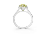 White gold Fancy Yellow Round Cut Halo Round Diamond Solitaire Engagement Ring with Pave Band and Four-Prong Setting_27