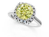 White gold Fancy Yellow Round Cut Halo Round Diamond Solitaire Ring with Pavé Band and Four-Prong Setting_13
