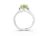 White gold Fancy Yellow Round Cut Halo Round Diamond Solitaire Ring with Pavé Band and Four-Prong Setting_15