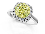 White gold Fancy Yellow Round Cut Halo Round Diamond Solitaire Ring with Pavé Band and Four-Prong Setting_19