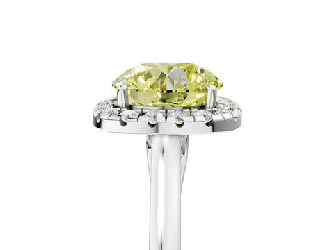 White gold Fancy Yellow Round Cut Halo Round Diamond Solitaire Ring with Pavé Band and Four-Prong Setting_23
