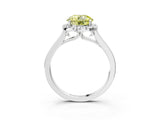 White gold Fancy Yellow Round Cut Halo Round Diamond Solitaire Ring with Pavé Band and Four-Prong Setting_27