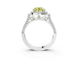 White gold Fancy Yellow Round Cut Halo Round Diamond Twist Band with Four-Prong Setting_15