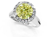 White gold Fancy Yellow Round  Cut Halo Solitaire Engagement Ring with Square Band and Four-Prong Setting_109