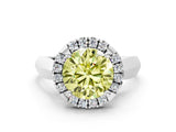White gold Fancy Yellow Round  Cut Halo Solitaire Engagement Ring with Square Band and Four-Prong Setting_12