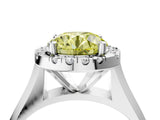 White gold Fancy Yellow Round  Cut Halo Solitaire Engagement Ring with Square Band and Four-Prong Setting_16