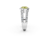 White gold Fancy Yellow Round  Cut Halo Split Shank Diamond Ring with Four-Prong Setting_2