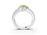 White gold Fancy Yellow Round  Cut Halo Split Shank Diamond Ring with Four-Prong Setting_3