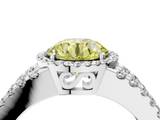White gold Fancy Yellow Round  Cut Halo Split Shank Diamond Ring with Four-Prong Setting_4