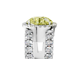 White gold Fancy Yellow Round  Cut Halo Split Shank Diamond Ring with Four-Prong Setting_5
