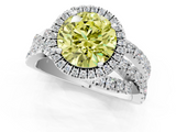White gold Fancy Yellow Round  Cut Halo Split Shank Prong Setting Ring_1