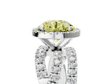 White gold Fancy Yellow Round  Cut Halo Split Shank Prong Setting Ring_29