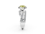 White gold Fancy Yellow Round  Cut Halo Split Shank Prong Setting Ring_2