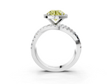 White gold Fancy Yellow Round  Cut Halo Split Shank Prong Setting Ring_3