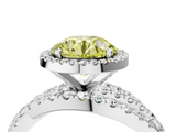 White gold Fancy Yellow Round  Cut Halo Split Shank Prong Setting Ring_4