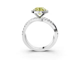 White gold Fancy Yellow Round  Cut Halo Split Shank Prong Setting Ring_51