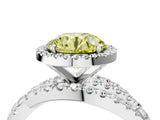 White gold Fancy Yellow Round  Cut Halo Split Shank Prong Setting Ring_52