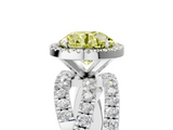 White gold Fancy Yellow Round  Cut Halo Split Shank Prong Setting Ring_5