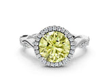 White gold Fancy Yellow Round Cut Halo Twist Band with Four-Prong Setting_72