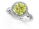 White gold Fancy Yellow Round Cut Halo Twist Band with Four-Prong Setting_73