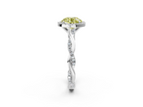 White gold Fancy Yellow Round  Cut Halo Twisted Band Four-Prong Ring_2