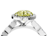 White gold Fancy Yellow Round  Cut Halo Twisted Band Four-Prong Ring_4