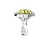 White gold Fancy Yellow Round  Cut Halo Twisted Band Four-Prong Ring_5