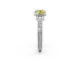 White gold Fancy Yellow Round  Cut Milgrain Channel Set Engagement Ring with Solitaire Prong Setting_2