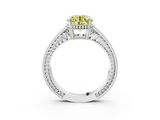 White gold Fancy Yellow Round  Cut Milgrain Channel Set Engagement Ring with Solitaire Prong Setting_3