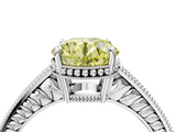 White gold Fancy Yellow Round  Cut Milgrain Channel Set Engagement Ring with Solitaire Prong Setting_4