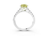 White gold Fancy Yellow Round  Cut Pavé Band Solitaire Ring with Four-Prong Setting_28